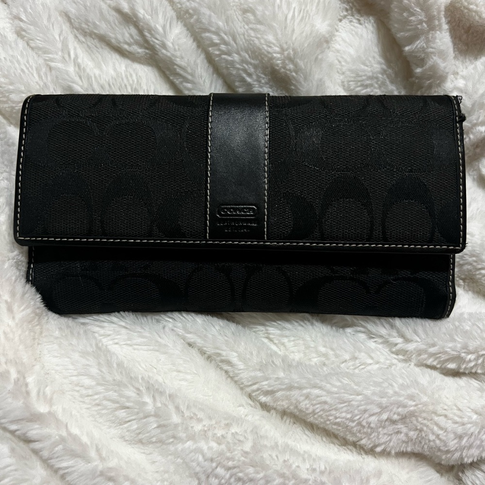 Y2K Vintage Coach Black Signature Wallet & Checkbook Cover